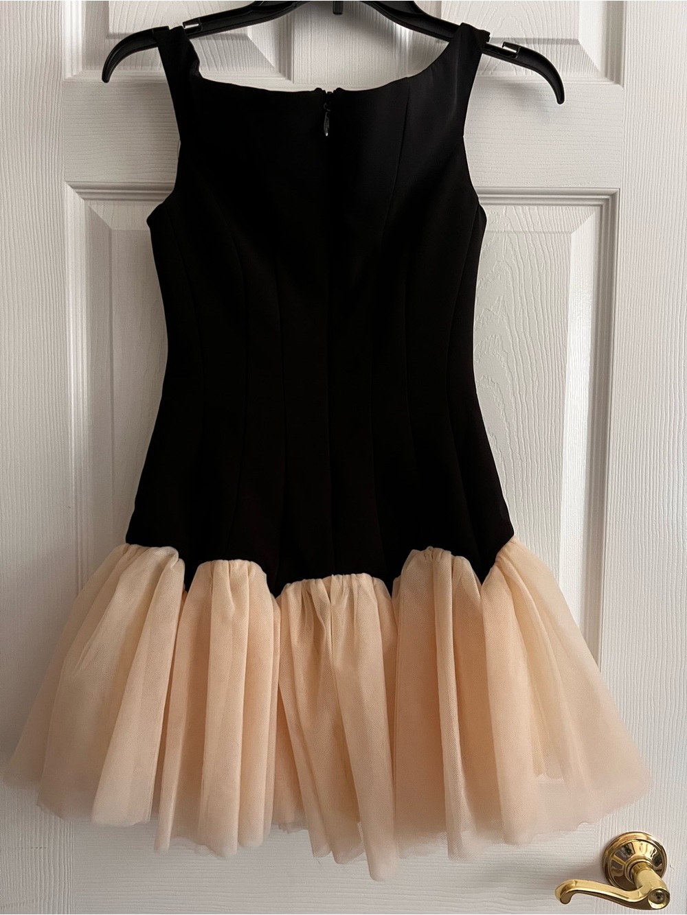 Lovers + Friends Black Off-Shoulder Mini Dress with Cream Tulle Hem - Picture 5 of 8